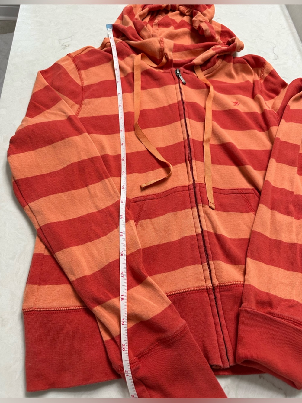Aerie Striped light and dark orange zip hoodie, M - Picture 5 of 8